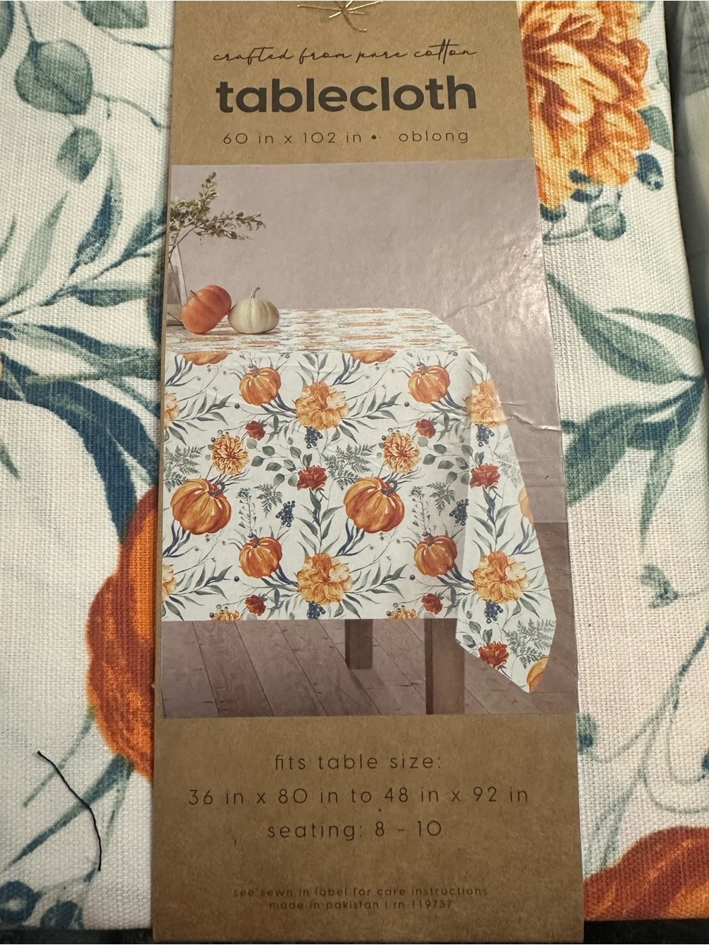 Nordstrom Cotton Tablecloth - White, Orange, Green, Blue